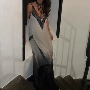 Zara Black, Gray and White Lace Dress
